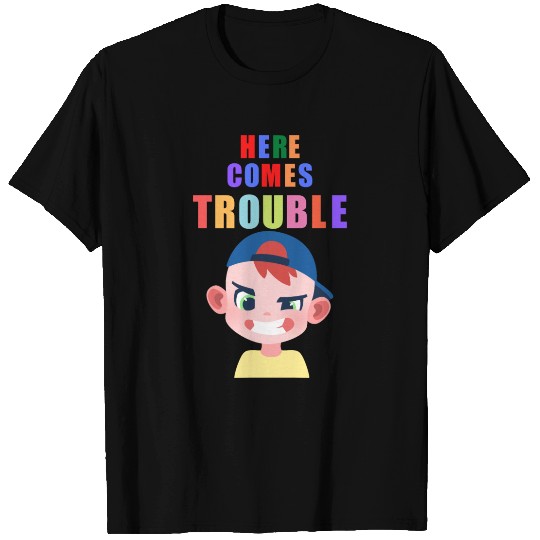 Here comes Trouble fun cheeky rascal boy red hair T Shirts