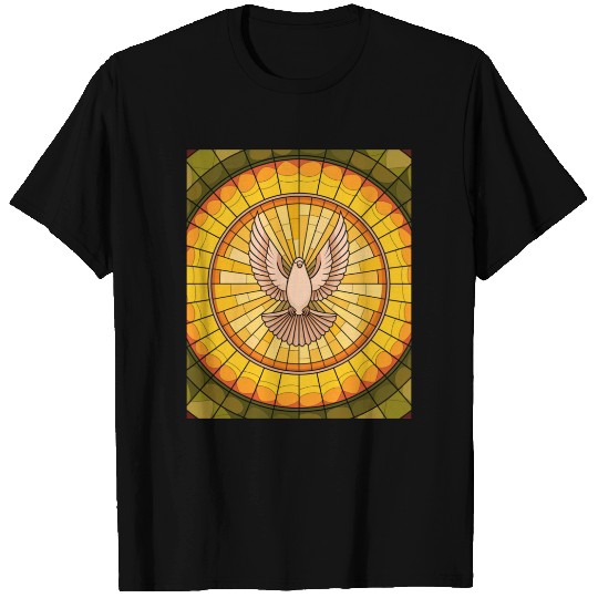 Stained Glass Dove in Flight - Peace & Spiritualit T Shirts