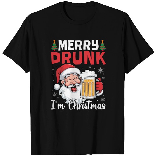 Merry Drunk I'm Christmas Spirit Wine Beer T Shirts