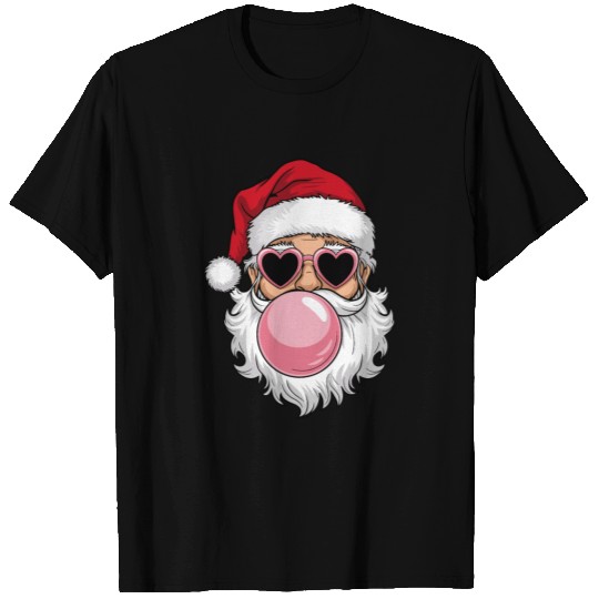 Santa Bubble Gum Christmas Pink Festive Holiday T Shirts