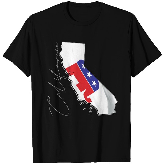 Republican Flag in California State Map CA T Shirts