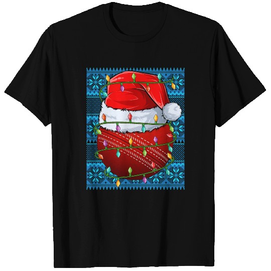 Cricket Ball Christmas Lights T Shirts