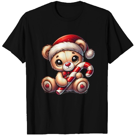Teddy with candy cane - sweet Christmas design T Shirts