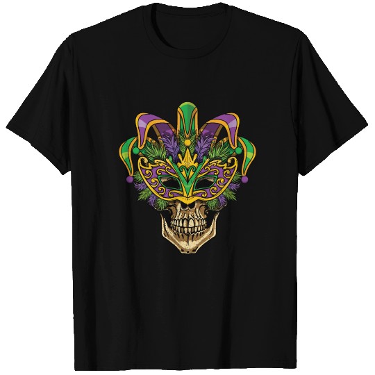 Sugarskull Mask Beads Festival Parade Mardi Gras T Shirts