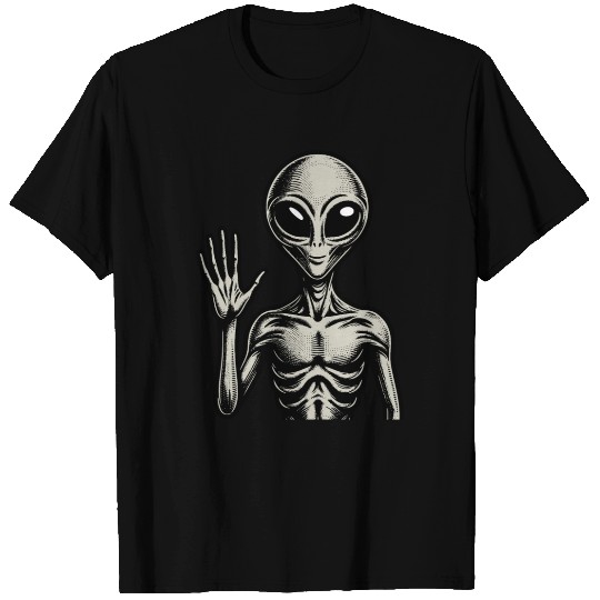 Grey Alien hello T Shirts