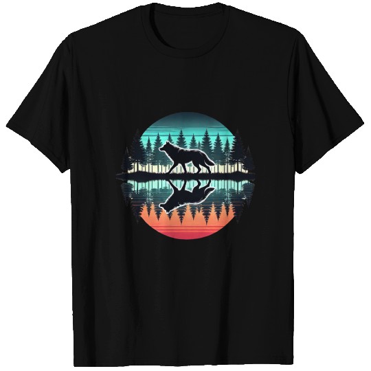 wolf forest Reflection Scenic Wilderness lovers T Shirts