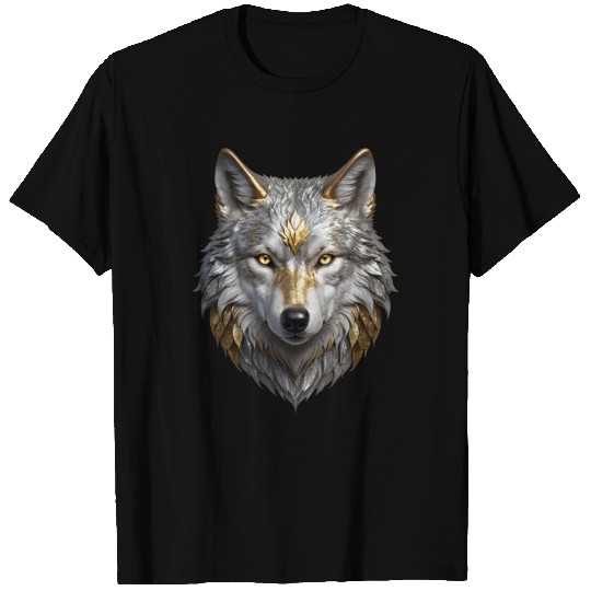 Majestic Silver/Gold Wolf T Shirts