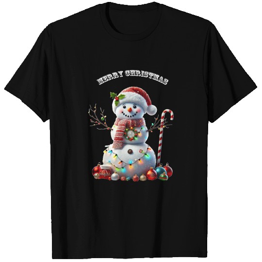 Christmas Holiday Snowman with Decorations URM T Shirts