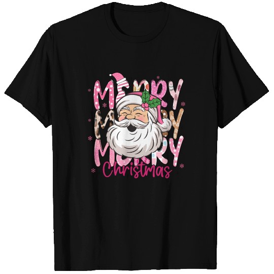 Merry Christmas Pink, Christmas Retro T Shirts