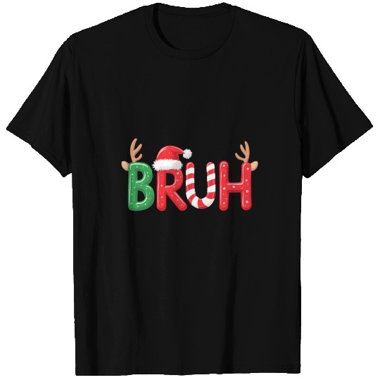 Bruh Christmas Reindeer Candy Cane Funny Holiday T Shirts
