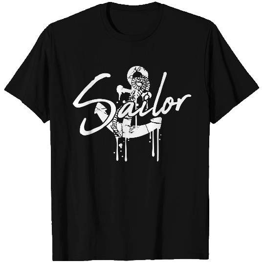 Sailor Anchor Graffiti Drops Sailing Text Saying T Shirts