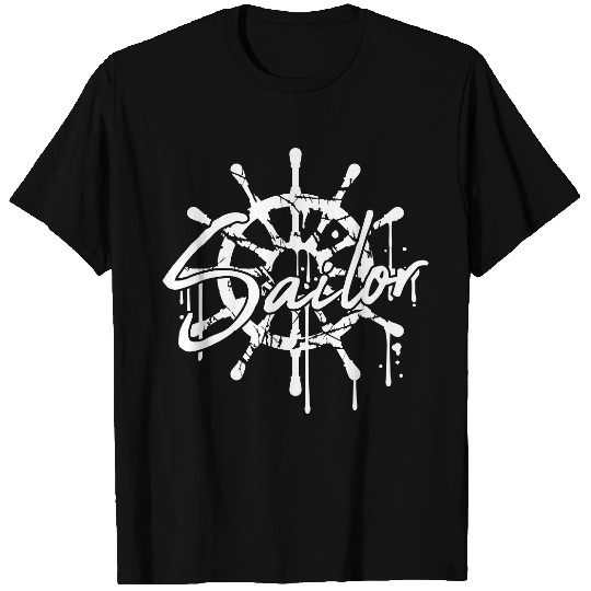 Sailor Ship Steering Wheel Graffiti Drops Sailing T Shirts