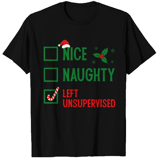 Left Unsupervised Christmas Checklist T Shirts
