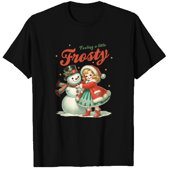 Snowman with Girl, Merry Christmas T Shirts