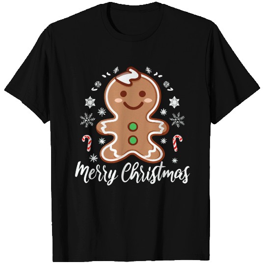 Christmas Gingerbread Man saying Merry Christmas T Shirts