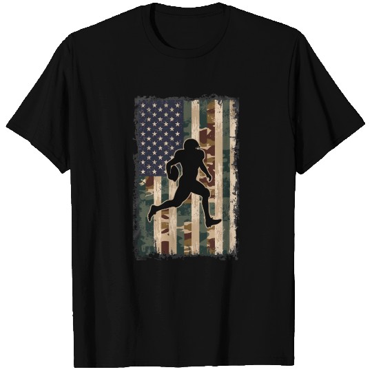 Camo US Flag American Vintage Football Player T Shirts