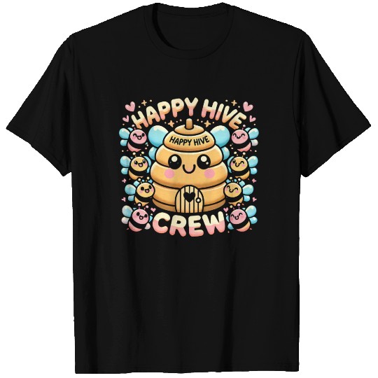 Happy Hive Crew Cute Bee Illustration T Shirts