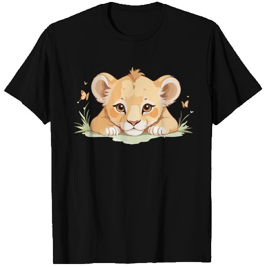 Lion cub with butterflies T Shirts