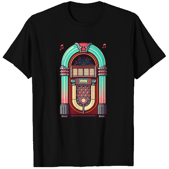 Retro Neon Jukebox Design T Shirts