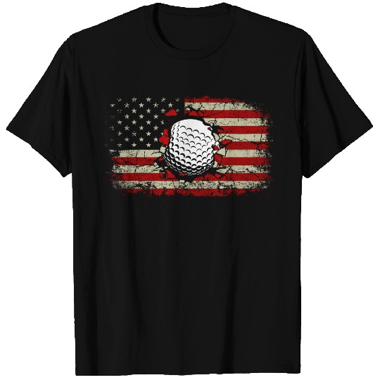 American Flag Golf Golfer Funny Golf Club Golfing T Shirts