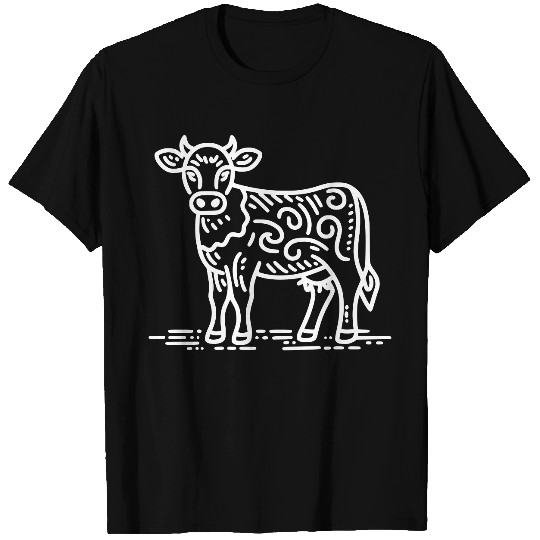 Minimalistic Vector Cow Vegan Art path9 T Shirts