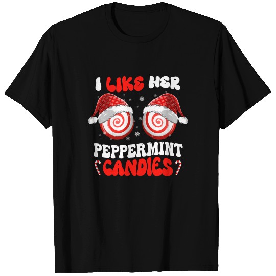 I Like Her Peppermint Candies Couples Christmas T Shirts
