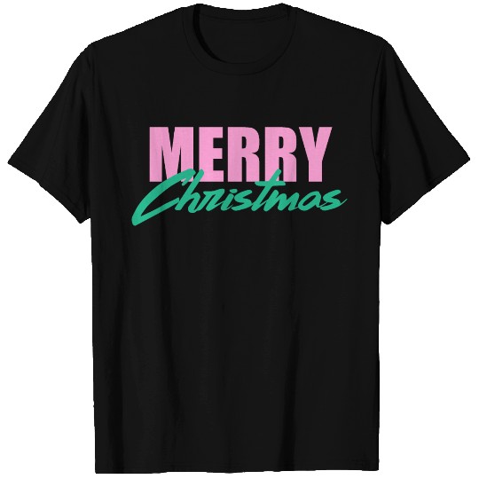 Merry Christmas Pink and Green T Shirts