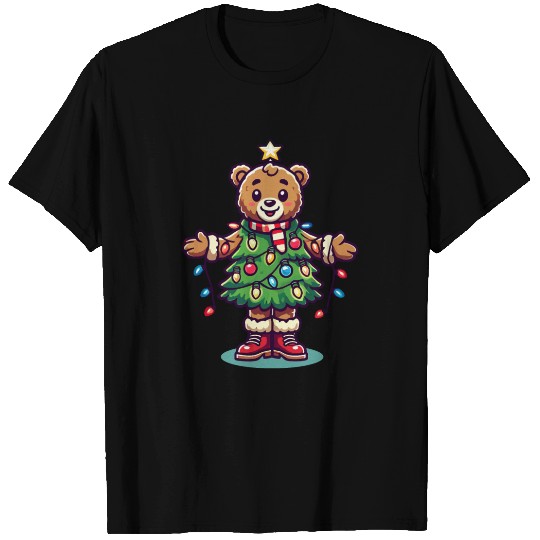 Christmas Bear With Fairy Lights T Shirts