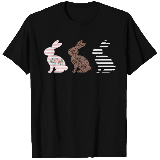 Happy Easter Cute Easter Leopard Bunny Rabbit T Shirts