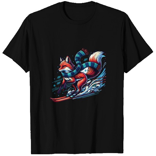 Fox Skiing Adventure in Winter Wonderland T Shirts