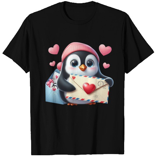 Penguin Valentine Mail with Heart T Shirts