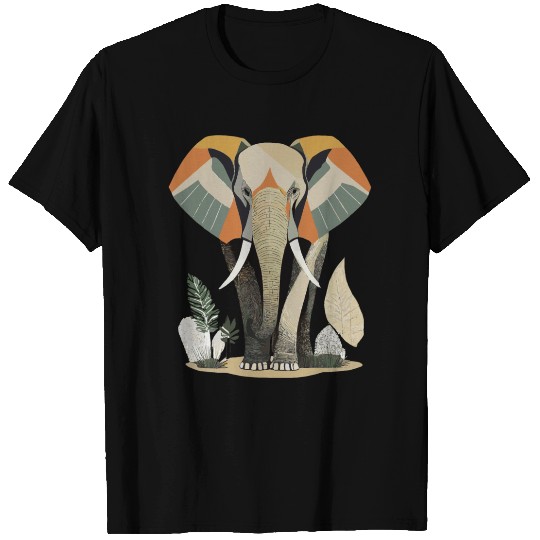 Geometric Elephant Nature Scene T Shirts