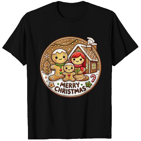 Gingerbread Family Design - Christmas Gifts T Shirts