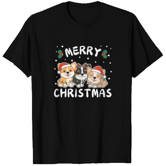 Merry Christmas Cute Corgi Festive Lights Corgi T Shirts