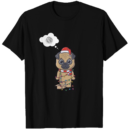 Festive Pug in Holiday Lights T Shirts