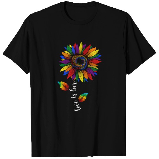 Rainbow Sunflower Love Is Love LGBT Pride T Shirts