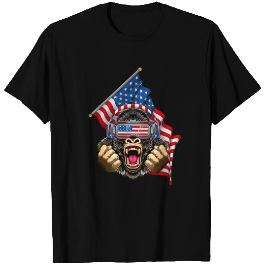 4th Of July Gorilla USA American Flag Patriotic T Shirts