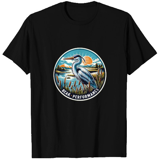 Great Blue Heron Beak Performance Retro T Shirts