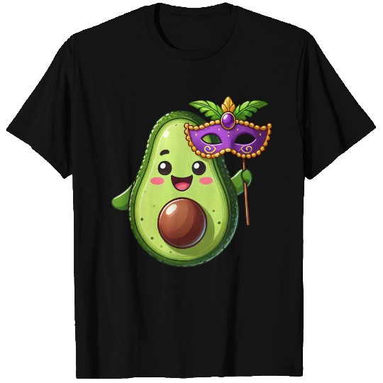 Mardi Gras Avocado Vegan Veggie Cartoon T Shirts