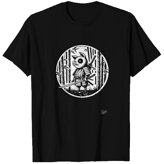Pig Samurai in Bamboo Forest T Shirts