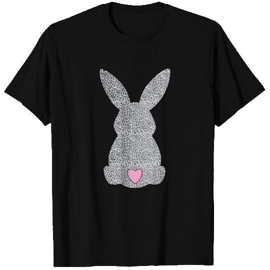 Leopard Print Bunny with Heart Tail Design T Shirts