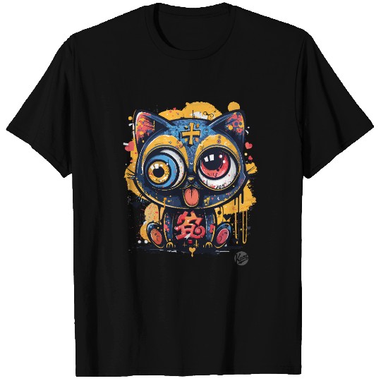 Psycho Lucky Cat – Glitch Meow Madness T Shirts
