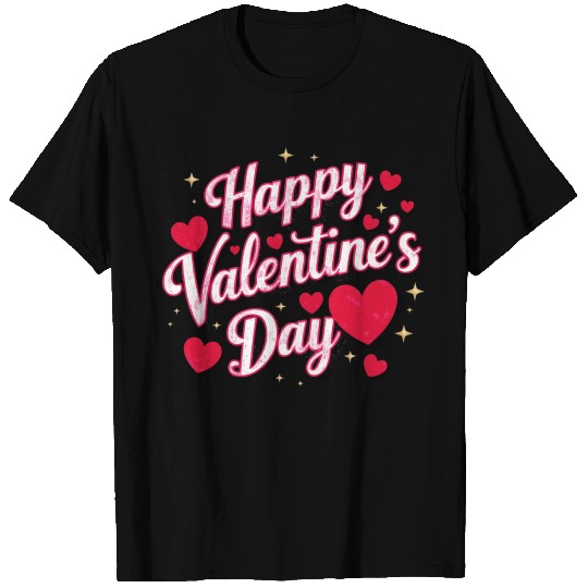 Retro Modern Elegant Happy Valentine's Day Hearts T Shirts