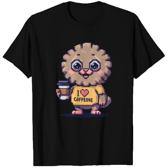 I Love Caffeine Fluffy Fantasy Pixel Art Creature T Shirts