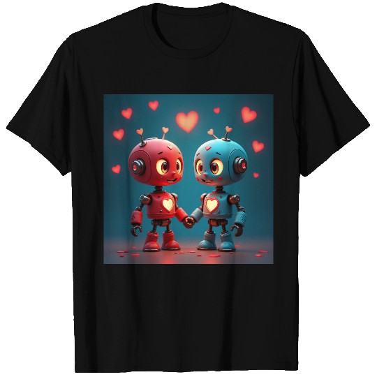 Cute Robot Hearts T Shirts