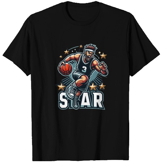Basketball Star Dribbling Illustration T Shirts