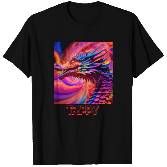 Trippy psychedelic fractal dragon T Shirts