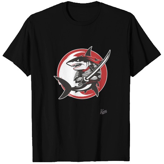 Samurai Shark with Sword and Armor T Shirts