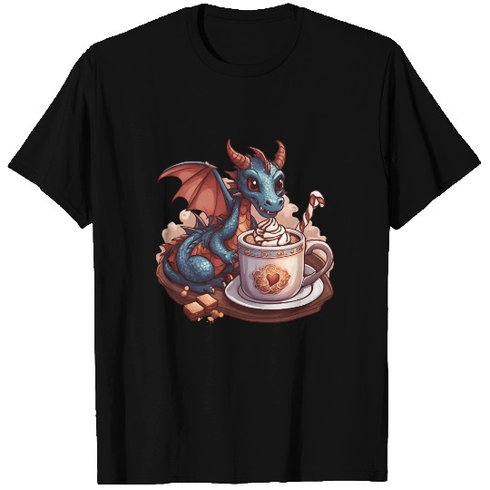 Cozy Dragon and Hot Chocolate Delight T Shirts