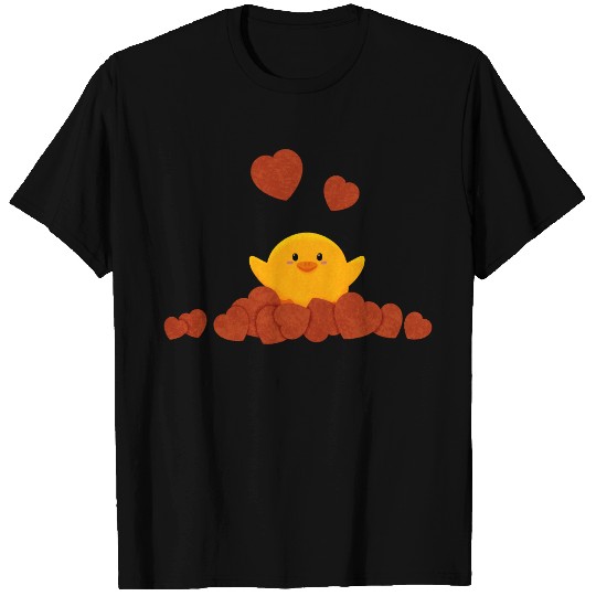 Little duck surrounded by hearts T Shirts